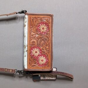 American Darling Hairon Leather Tooled Crossbody/Clutch Wallet-NWT